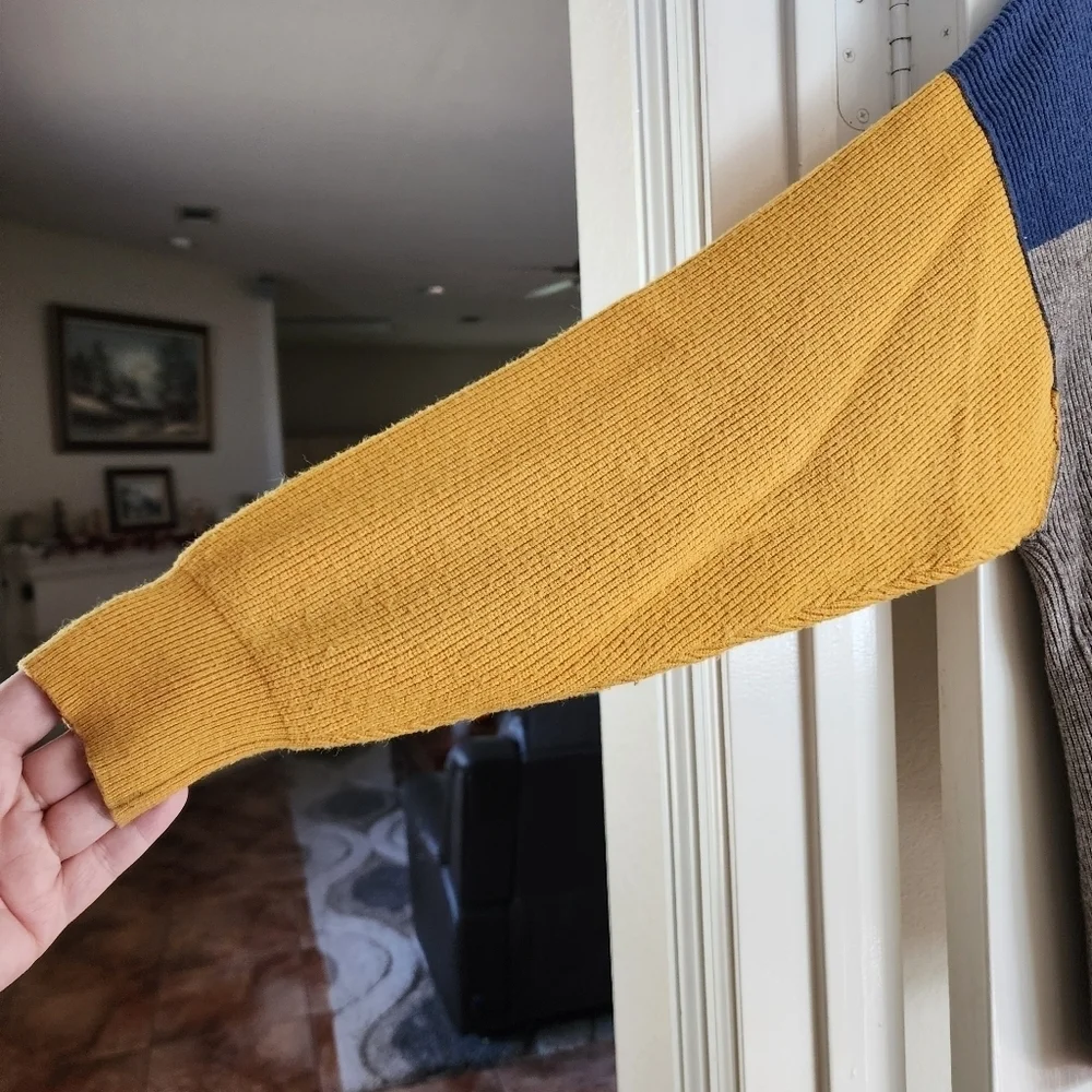 Free People Oversized Colorblock Turtleneck Sweater Small Flawed See Description